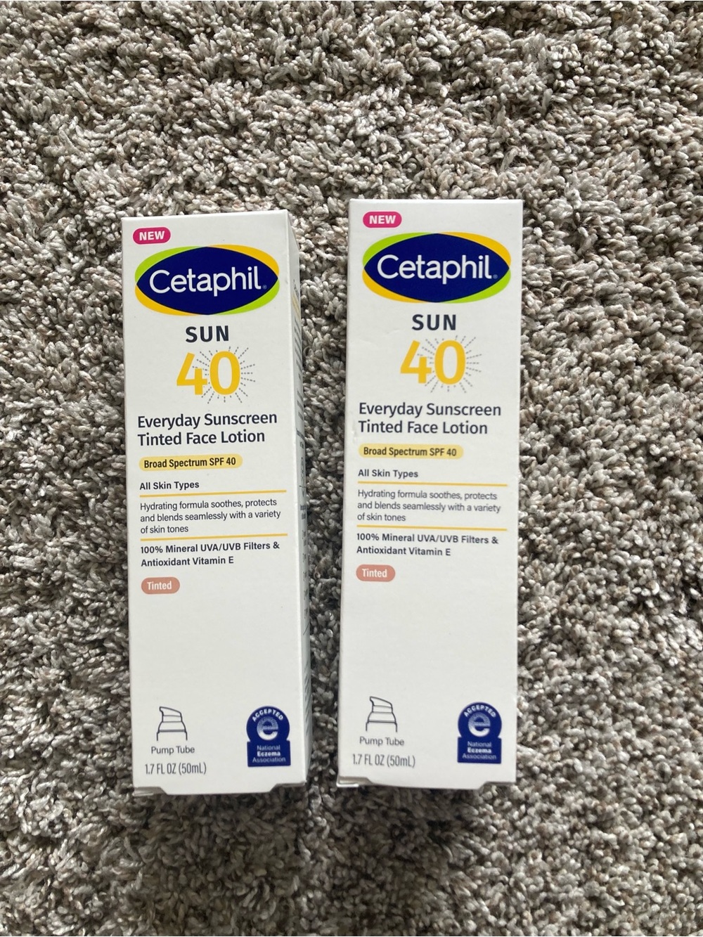 2PK Cetaphil Sun SPF 40 Everyday Sunscreen Tinted Face Lotion ~ 1.7 FL OZ EA~NEW